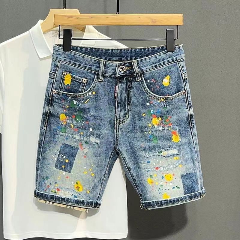 Men'S Fashion Jeans - Men's Short Jeans Pants Graffiti Slim