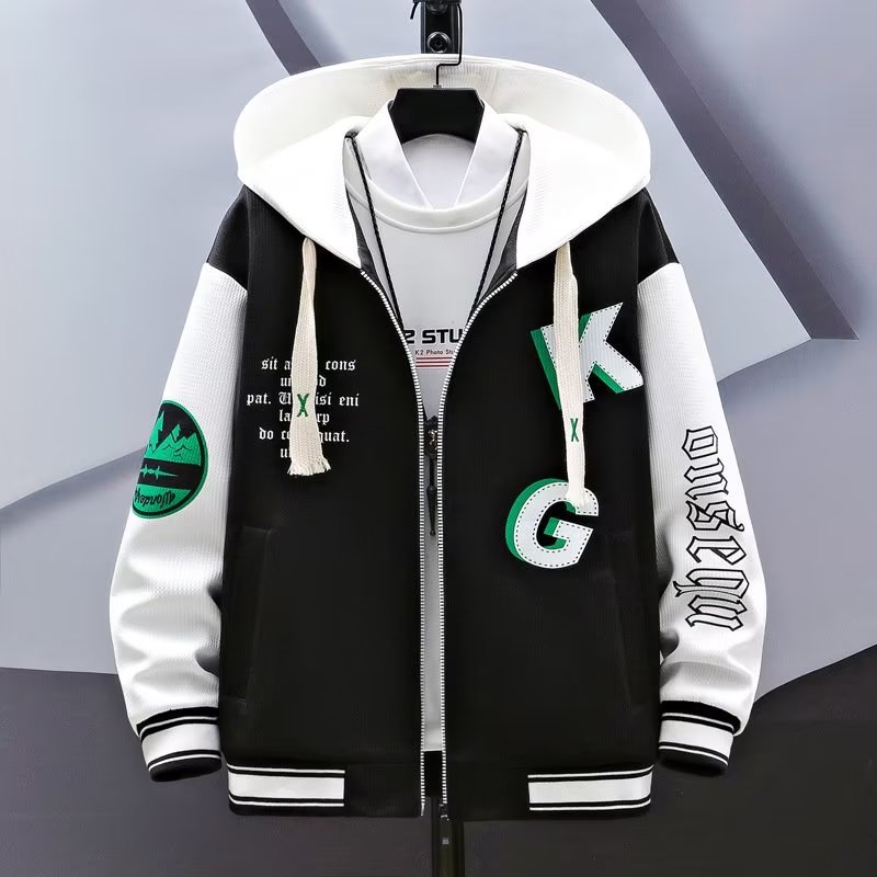 Mens Fashion Baseball Jersey - Men's Hooded Pockets Cargo Jacket Spring