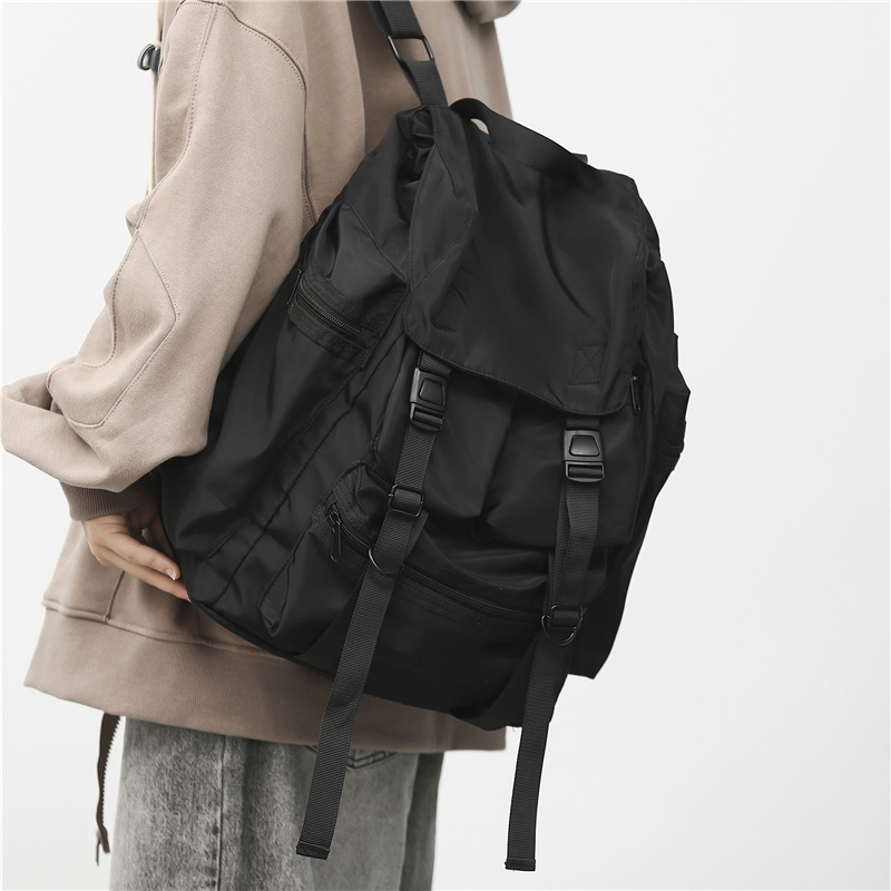 Mens Fashion Blog - Black Nylon Waterproof Backpack Drawstring Shoulder