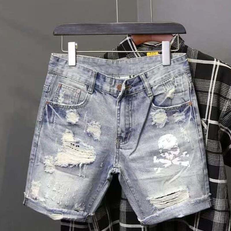 Men'S Fashion Trousers - Summer Men's Worn Bead Hole Beggar