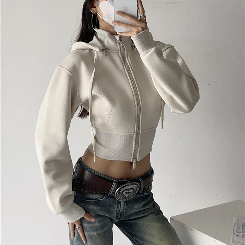 Women Crop Hoodie Sweatshirts  - Mens Fashion Zip Up Hoodies review and price