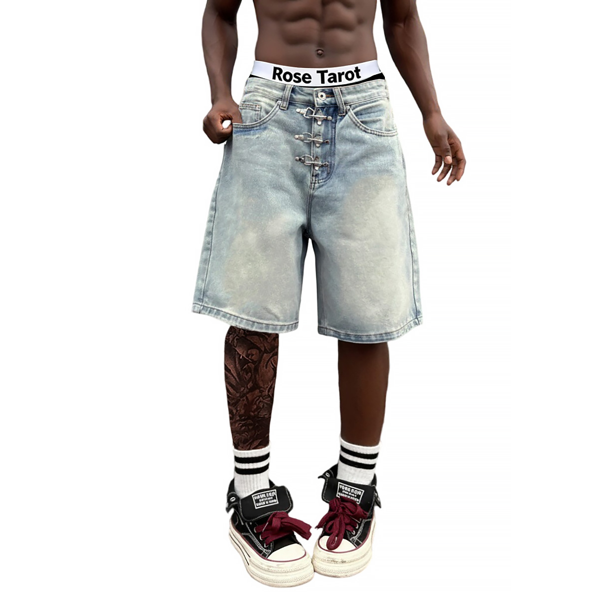 Metal Buckle Short Baggy Jeans - Men'S Fashion Jeans review and price