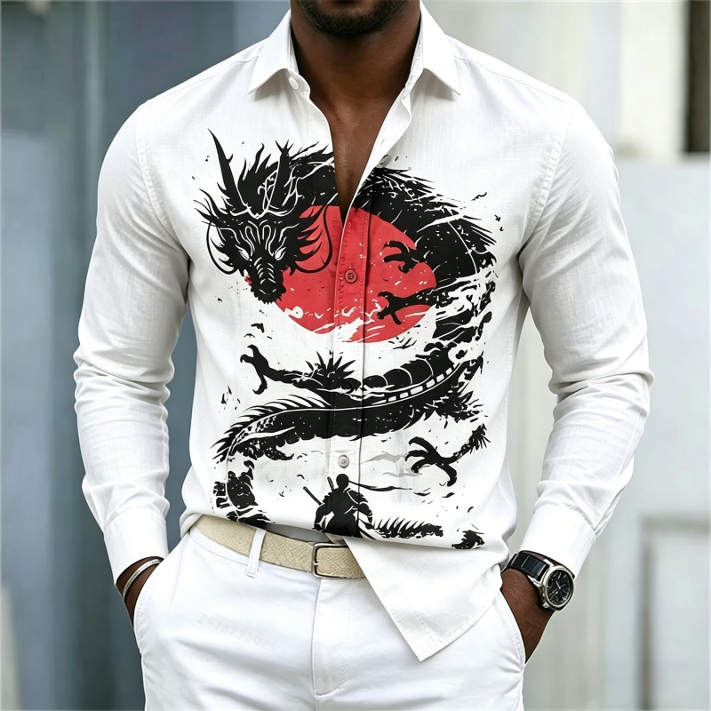 2026 New Men's Shirt White Bla - Mens Fashion Clothes review and price