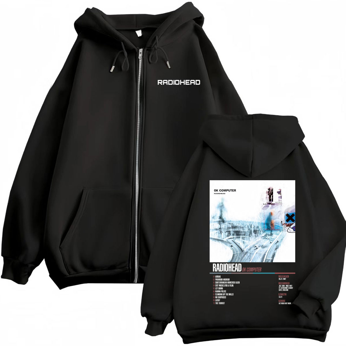 Radiohead Music Album Poster G - Mens Fashion Zip Up Hoodies review and price