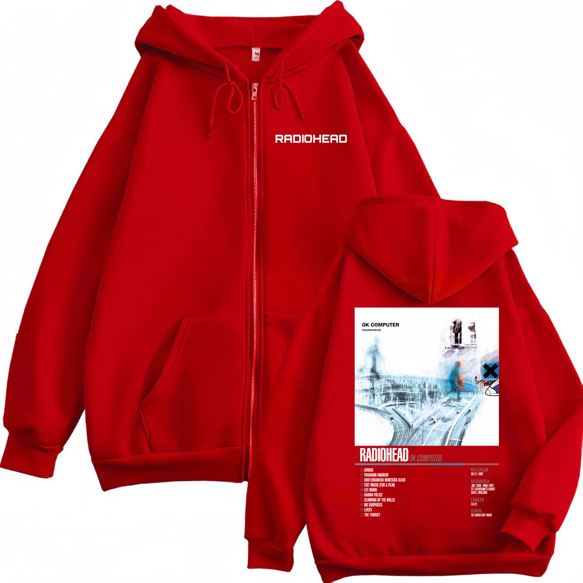 Radiohead Music Album Poster G - Mens Fashion Zip Up Hoodies review and price