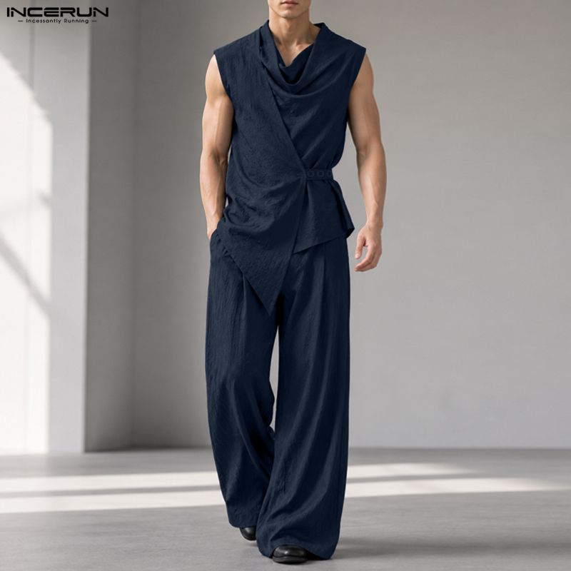 INCERUN Men Sets Solid Color S - Track Suit Men review and price