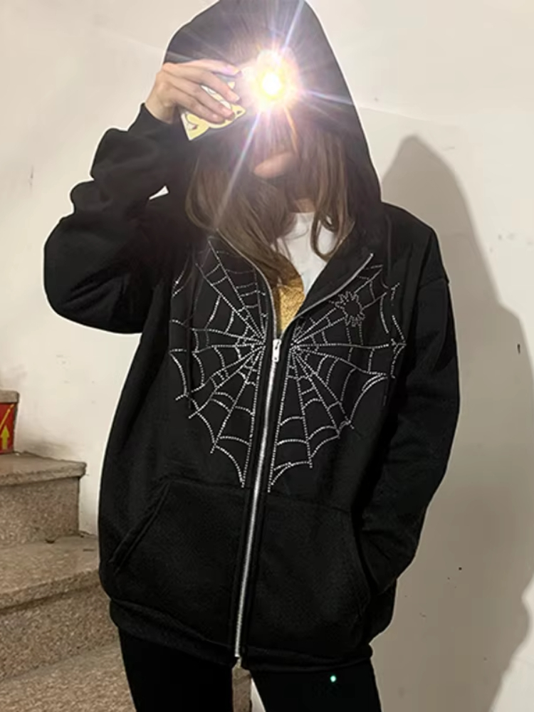 Punk Y2K Oversized Zip Up Hood - Mens Fashion Zip Up Hoodies review and price