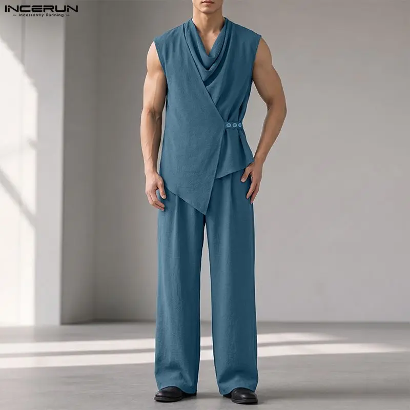 INCERUN Men Sets Solid Color S - Track Suit Men review and price