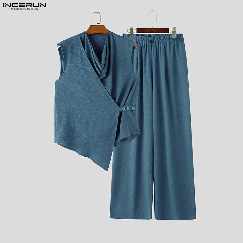 INCERUN Men Sets Solid Color S - Track Suit Men review and price