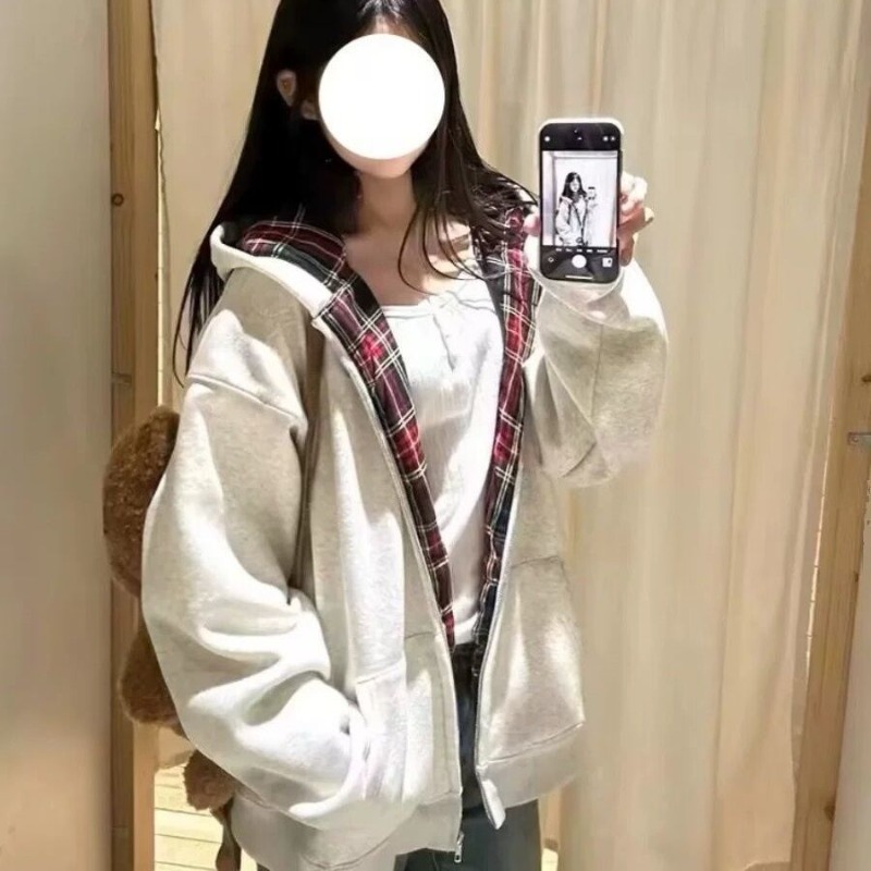 2026 Autumn New Plaid Lining S - Mens Fashion Zip Up Hoodies review and price